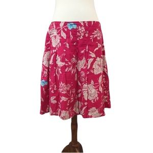 Old Navy Pink+White Floral Pleated Midi Skirt, Size 10